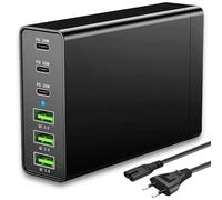 Caricatore USB C, 96 W, GaN 6 porte, stazione di ricarica multipla, caricatore rapido PD USB C, caricatore da scrivania compatibile con iPhone Samsung/Xiaomi/Tablet/Smartwatch