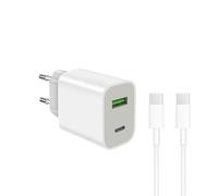 Caricatore USB-C/A,20W Rapido Caricabatterie con Cavo,Caricabatteria per iPhone 16/15 Plus/15 Pro Max/14 Plus/13/12/11,lPad USBC USBA Presa Alimentatore Muro Carica Spinotto Spina Ricarica Adattatore