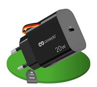 caricatore USB-C conecto, alimentatore USB, 1 porta, 1x USB-C 20 Watt Max. PD, caricatore rapido, caricatore per telefoni cellulari, rilevamento automatico della corrente di carica, nero