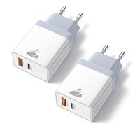 Caricatore USB C, confezione da 2 porte, caricatore multiplo con USB-C e USB-A, 20 W, caricatore rapido PD 3.0, adattatore USB C, alimentatore di rete per iPhone 16, 15, 14, Pro Max 13, 12, 11