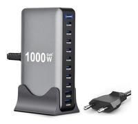 Caricatore USB C da 10 in 1 e 1000 W, multiplo GaN 4 Max PD140 W/100 W QC20 W, ricarica rapida (8C+2A) compatibile con MacBook Pro/Air, Pad, iPh0ne, HP, Galaxy S25 ecc