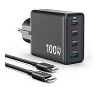 Caricatore USB C da 100 W, alimentatore a 4 porte, PD PPS con cavo USB-C, per MacBook Pro/Air, iPad, iPhone 17/16, Samsung Galaxy S25 S24, Pixel 10/9 Laptop ecc, spina di sicurezza con messa a terra