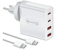 Caricatore USB C da 100 W e cavo USB-C, 4 porte, compatibile con iPhone 15, Mac Pro/Air, NP-Fpad Pro, Samsung, Huawei, Xiaomi, Type C e USB