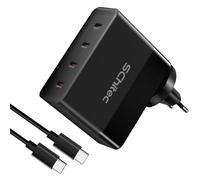 Caricatore USB C da 130 W, 4 alimentatore di rete USB C, supporto 65 W, caricatore rapido, multiporta USB C, portatile, spina di ricarica con cavo di ricarica USB C per MacBook, iPad Pro, iPhone