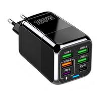 Caricatore USB C da 150 W, 6 porte, 2 USB-C + 4 USB-A con ricarica rapida PD e QC 3.0, stazione di ricarica per cellulare, tablet, per iPhone, Samsung, Xiaomi e gadget USB, nero