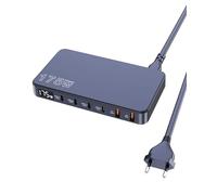 Caricatore USB C da 175 W, Stazione di ricarica veloce GaN ultra-sottile 6 porte, Adattatore caricatore portatile PPS PD 100W, Display LCD, Compatibile con MacBook Pro/Air, iPhone 16/15, Pixel, Galaxy