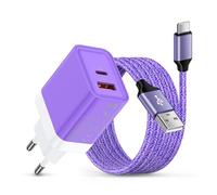 Caricatore USB C da 20 W con cavo di ricarica rapida da 1,8 m per Samsung Galaxy A17/A16/A56/A55/A36/A26/S25/S24/S23/S22, caricatore rapido a 2 porte, USBC, alimentatore di rete di tipo C, cavo per
