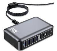 Caricatore USB-C da 200 W, hub di ricarica rapida GaN a 8 porte, adattatore PD da 65 W per computer portatile, compatibile con MacBook Pro/Air, Dell, Steam Deck, iPhone 16/15/14, Galaxy S24/S23/S22