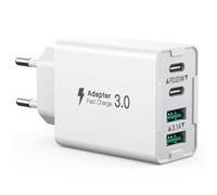 Caricatore USB C da 40W, caricatore multiplo a 4 porte con USBC e USBA, caricatore da parete USB C a doppia porta PD+QC compatibile con iPhone 15/14/13/12/Pro Max/XS/XR/Samsung/Tablet