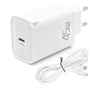 Caricatore USB C da 45 W, GaN con cavo USB-C da 1 m, caricatore rapido USB c PD/QC 3.0 Fast Charger per Samsung Galaxy S25/S24/S23 Ultra, i-Phone 16/15, Mac-Book Air/Pro, i-Pad - Alimentatore di rete