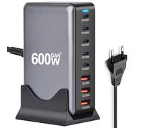 Caricatore USB C da 600 W GaN3 Multiplo - 8 porte USB C (140 W/100 W/30 W) e 3 porte USB A (30 W QC) - Caricatore compatto multi-dispositivo per laptop, iPhone 15/16, Galaxy, PS5 (600 W)