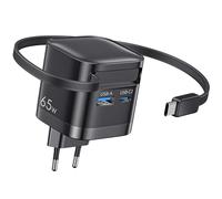 Caricatore USB C da 65 W a 3 porte con cavo retrattile, adattatore portatile GaN Power per MacBook Pro/Air, serie iPhone 17-8, per Samsung Galaxy S25/S24/S22, iPad, laptop, cellulari