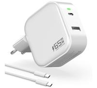 Caricatore USB C da 65 W GaN a 2 porte, caricatore rapido compatto compatibile con MacBook Pro/Air, iPhone 17 Pro/Air/17/16/15, iPad Air, Galaxy S25/S24/S23, Pixel adattatore da viaggio con cavo USB-C