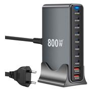 Caricatore USB C da 800 W, PD 140 W, caricatore rapido a 10 porte, ricarica GaN-III con 8 porte USB-C e 2 porte USB-A per MacBook iPad Pro/Air, iPhone 16 15 Pro Max, Samsung, Xiaomi, iPad