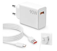 Caricatore USB C da 90 W per Xiaomi 6 Ultra 15T Pro 15S Pro 14 13 Ultra, caricatore Turbo Hyper da 90 Watt per Redmi Note 14Pro+ Turbo 4 3 Poco X7 F6 F7 con cavo da 2 m 6 A