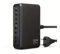 Caricatore USB C GaN Fast Charger totale 200W 8-Port Presa USB Adattatore, Caricabatterie Rapido PD PPS da 65 W per Mac, iPad, iPhone 16/15/14/13 Pro max, Samsung Galaxy S25 ultra,Pixel ecc