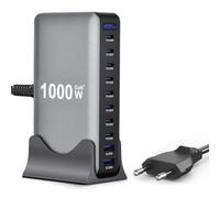 Caricatore USB C multiplo, 1000 W, 10 porte, caricatore rapido Gan 4 Max140 W per laptop (8 USB C e 2 USB-A) per MacBook Air, i-Pad, iPhone 17/16/15, Galaxy S25, HP