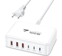 Caricatore USB C Multiplo 100W 6 Porto Stazione di Ricarica USB GaN PD & QC 3.0