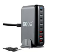 Caricatore USB C multiplo 600 W, caricabatterie rapido PD QC PPS a 8 porte GaN III, 5 USB-C e 3 USB-A, adattatore per stazione di ricarica multiporta, compatibile con MacBook Pro, Air, Dell, iPhone