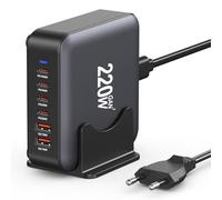 Caricatore USB C multiuso, 220 W 6 porte stazione di ricarica 【4 USB C+2 USB A】 Hub adattatore di alimentazione GaN rapido compatto, PD100W porte Caricatore, compatibile con iPhone/iPad/Samsung/Laptop