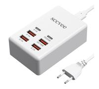 Caricatore USB C multiuso, 50 W, 6 porte, adattatore compatibile con iPhone, Samsung, Google, Xiaomi, Oppo e tablet