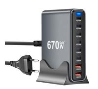 Caricatore USB C multiuso, GaN III, USB, multiplo con 6 USB-C + 2 USB-A, Max PD140 W Power Delivery USBC di ricarica per MacBook Pro/Air, iPhone, iPad, Samsung