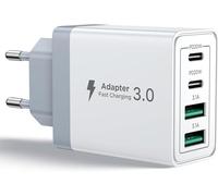 Caricatore USB C Rapido 40W 4Porto Presa USB Caricatore Multipla PD & QC3.0 Carica Cellulare, Spina Alimentatore USB C Caricabatterie per Samsung S22 S23 S24 iPhone 15 16 14, Spinotto Muro Adattatore