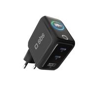 SBS Pulse Power 70W USB-C, Tecnologia GaN, Power Delivery (PD 3.0 PPS), Smart Display AI, Controllo Touch, AFC, Alimentatore con Ricarica Rapida, Caricatore per Notebook, Tablet, iPhone, Android