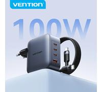 Caricatore da Parete Vention TZ-FETH0-EU 100W GaN 3xUSB-C 1xUSB-A Cavo 1m Grigio