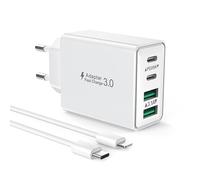 Caricatore USB C with 2M Cavo iPhone Rapido Presa Caricabatterie Caricatore for iPhone 14 13 12 11 Pro Max Plus/XS/XR/X/SE/8/7, iPad, 40W 4-Porto Spina USB Multiplo Alimentatore Adattatore Carica