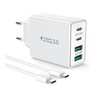 Caricatore USB C with 2M Cavo USBC Rapido Presa Caricabatterie for iPhone 16 15 Pro Max Plus, iPad, Samsung Galaxy S25/S24, 40W 4-Porto Spina USB Multiplo Alimentatore Adattatore Carica