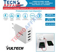 Caricatore USB Caricabatterie a Parete da Muro 4 USB 4.8A Per Smartphone Tablet