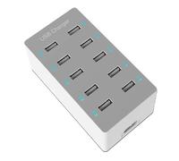 Caricatore USB Da 50 W 5V2.4A Caricatore Rapido For Dispositivi Multiporta Con Stazione Di Ricarica USB Multipla A 10 Porte Cassaforte Veloce(WHITE)