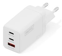 DIGITUS Caricabatterie USB GaN II - 2x USB-C e tipo A - 3 porte - fino a 67 W - Caricabatterie rapido - Adatto per cellulari, tablet, smartwatch e cuffie Bluetooth - Bianco