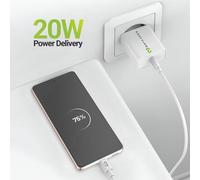 Caricatore USB Mayaxess 20W rapido con cavo USB-C bianco