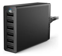 CARICATORE USB MULTIDEVICE 60W 6 PORTE ALIMENTATORE NERO RAPIDO COMPATIBILE