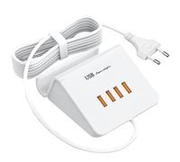 Caricatore USB Multiplo 25W Multipla Caricabatterie Alimentatore Presa Spina con 4 Porte Caricabatteria USB per iPhone 12/11/8/7/X/iPad Pro,Samsung S21/S10/S9,Xiaomi,Huawei