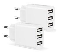 Caricatore USB Multiplo 2Pack, Presa USB Multipla 3Porte Spina USB 15W/3A Alimentatore usb Multiplo Caricatore Caricabatterie per iPhone 17/16/15/14/13/12/11/XS/XR/X/8/7,Samsung Galaxy S25/S24/S23/S22