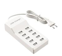 Caricatore USB multiplo, 50 W, 10 porte, alimentatore USB, stazione di ricarica multiporta, hub USB compatibile con iPhone 12/13/14/15/16/Galaxy S23/S24/S25/Huawei/Oppo/OnePlus