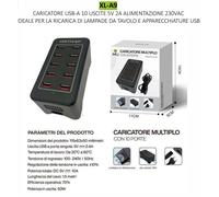 Caricatore USB multiplo con 10 porte USB, caricatore da parete USB, (i5i)