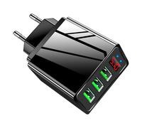 Caricatore USB multiplo con display LED, adattatore da 5 V/2,4 A, con alimentatore a 3 porte, spina universale, 15 W, spina di alimentazione rapida per iPhone, iPad, Samsung Galaxy, Xiaomi, Huawei