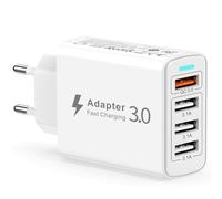 Caricatore USB Multiplo, Presa USB Multipla 4-Porte 33W Caricatore Rapido Spina Alimentatore USB Caricabatterie Cellulare Veloce per iPhone 14 13 12 11 XS 8,iPad,Samsung S23 S22 S21