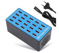 Caricatore USB Multiplo, Protezioni Multilivello Stazione di Ricarica a 20 Porte Multiporta Caricatore USB con Uscita Grande da 20A 5V per Smartphone, Tablet, Altro(Spina UE)