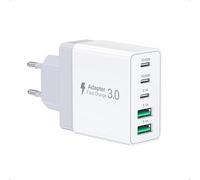 Caricatore USB multiuso, 50 W, 5 porte, con PD20 W e QC3.0 USB multipresa, alimentatore per iPhone 16 15 14 13 12 11 Pro Max Plus XR XS 8, iPad, telefoni Samsung