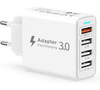 Caricatore USB multiuso, caricatore rapido USB, 4 porte, 33 W, con Quick Charge 3.0, adattatore di ricarica per iPhone 14, 13, 12, 11 x 8, Samsung S23/S22/S21/20