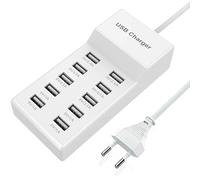 Caricatore USB multiuso, caricatore USB a 10 porte, 40 W, stazione di ricarica multipla, compatibile con iPhone 12/13/14/15/16/Samsung S23/S24/Z Flod/Z Flip/iPad/Xiaomi/Huawei/Oppo/OnePlus.