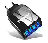 Caricatore USB, P37 Caricabatterie Muro Multiplo Carica Rapida, Quick Charger 3.0 40W 6A 4 Porte Alimentatore Presa da Parete Ricarica Rapida QC 3.0 per Samsun, Xiaomi, Realme, Huawei, Oppo