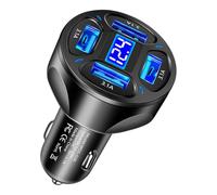Caricatore USB per auto - 4 in 1, ricarica ad alta velocità 3,1 A, 4 porte USB | display digitale LED, dispositivi mobili, alimentazione auto, accessori da viaggio ricarica come adattatori