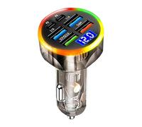 Caricatore USB per auto - 6 porte - Cavo di ricarica rapida tipo C - Indicatore di tensione a LED | Flash6USB colorato con display digitale - Supporto Super Fast Car Carica, per auto