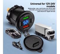 CARICATORE USB PER AUTO, CAMION, MOTO 83W 4 PORTE FAST CHARGE VOLTIMETRO 12/24V